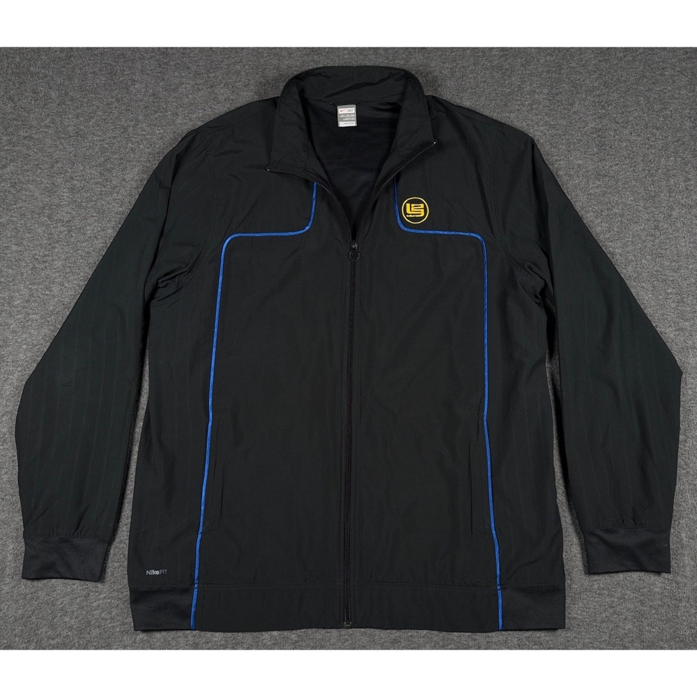 Nike Jacket Mens 2XLT Tall Black Blue Lebron James Warm Up Full Zip Windbreaker